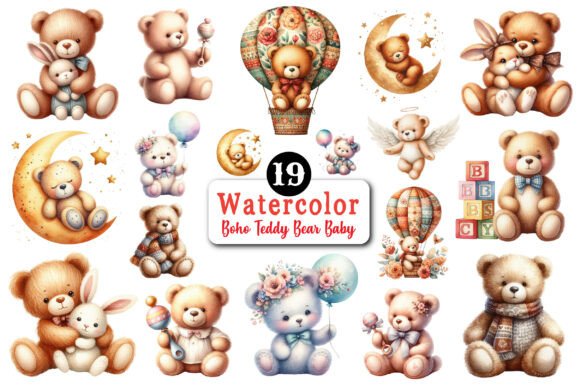 Download Boho Teddy Bear Baby Clipart - Baby clipart Collection