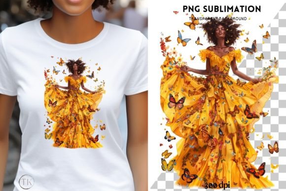 Download Melanin Woman Butterfly Wall Art, PNG - Wall art Collection