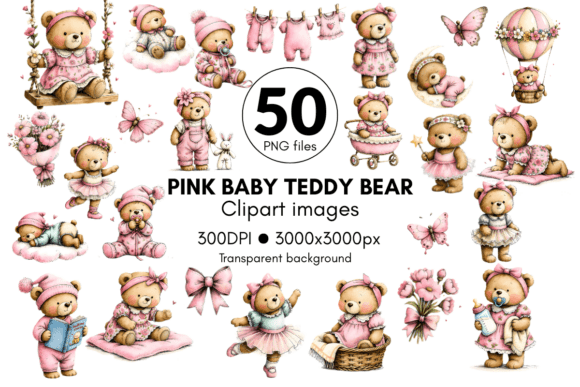 Download Pink Teddy Bear Baby Clipart - Baby clipart Collection