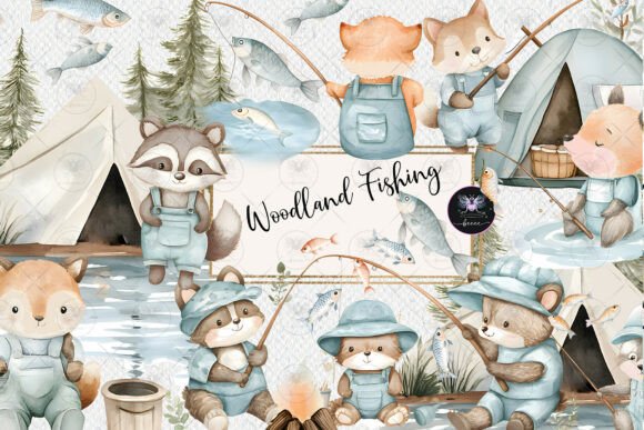 Download Woodland Fishing Baby Clipart - Baby clipart Collection