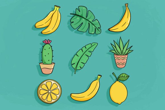 Download Set of Cute Summer Vector Illustration - Cute summer vector Collection