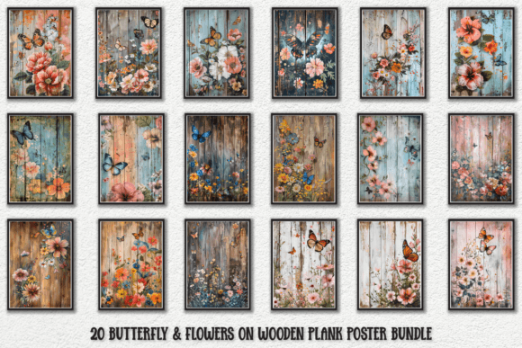 Download Rustic Butterfly Wall Art Poster Bundle - Wall art Collection