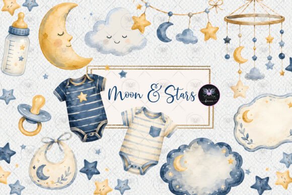 Download Moon &amp; Stars Baby Clipart - Baby clipart Collection