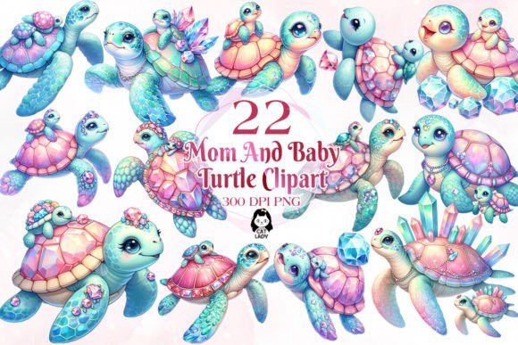 Download Crystals Sea Turtle Mom and Baby Clipart - Baby clipart Collection