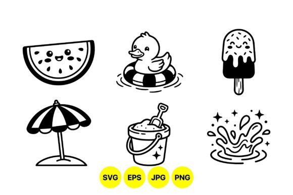 Download Cute Summer Vector Clipart Set - Cute summer vector Collection